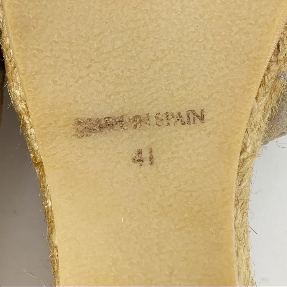 Eric Michael Kamielle Tan Suede Espadrille Cage Wedge Sandals Size 41 US 10 10.5